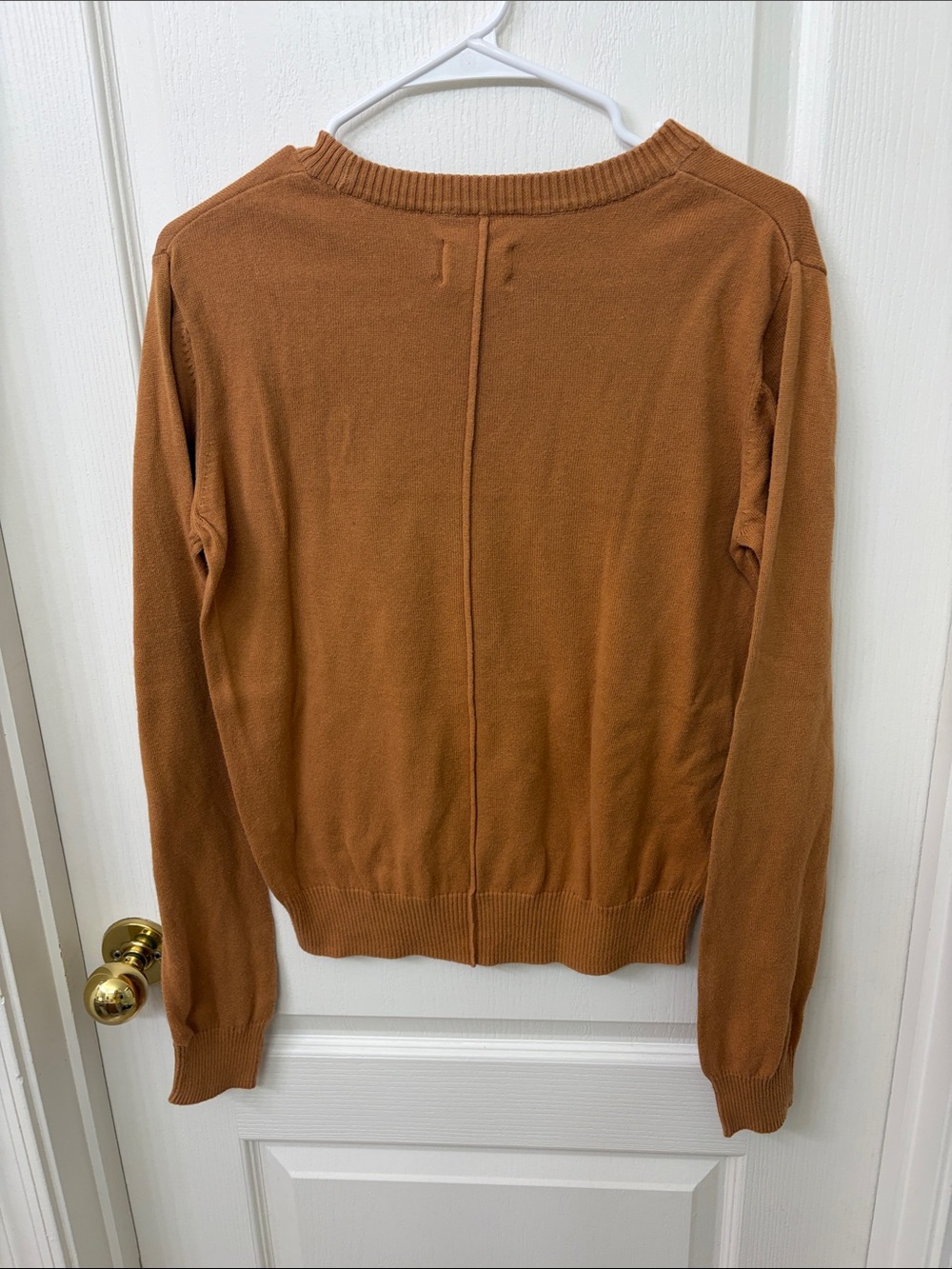 PACT Women's Organic Cotton Classic Fine Knit Crew Sweater in Burnt Orange - Picture 2 of 5